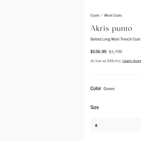 AKRIS Emerald Green Brushed Wool Fleece Coat 6 42 $1790 - Picture 7 of 9